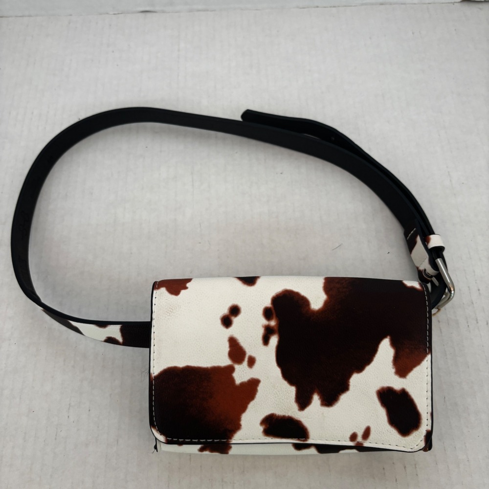 Jessica‎ Simpson Belt Bag Women S/M Brown White Cow Print Western  New Cowgirl